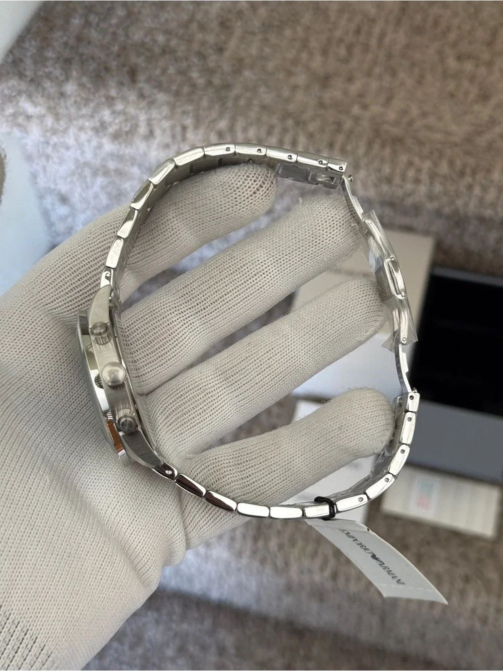 Emporio Armani Stainless Silver Bracelet Watch with Blue Dial men’s